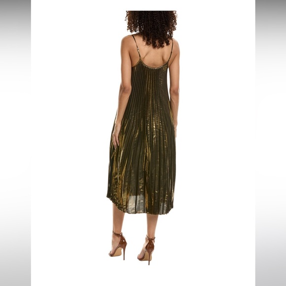 Johnny Was Gold Pleated Midi Dress - Picture 2 of 8